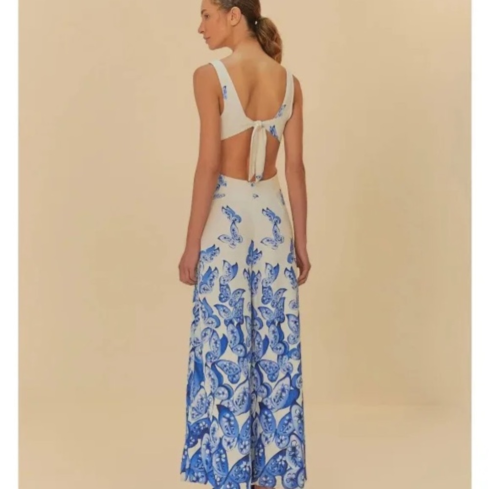 FARM Rio Blue and White Jumpsuit